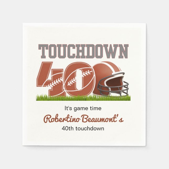 Touchdown Forty Funny Football 40th Birthday Napkins (Front)