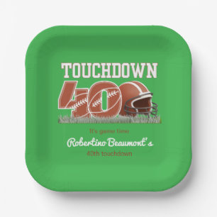 Touchdown Forty Funny Football 40th Birthday Paper Plates