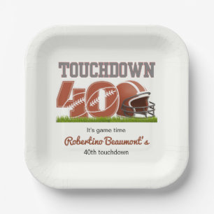 Touchdown Forty Funny Football 40th Birthday Paper Plates