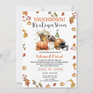 Touchdown it's a diaper Baby shower Beer Pumpkin Invitation