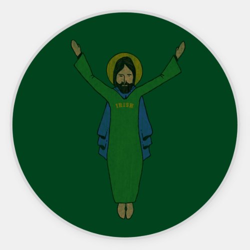 Touchdown Jesus Vintage Distressed Dark Green Sticker