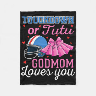 Touchdown Or Tutu Godmom Loves You Football Gender Fleece Blanket