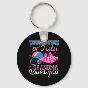 Touchdown Or Tutu Grandma Loves You Football Gende Keychain