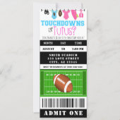 Touchdown or Tutus Football Ticket Gender Reveal Invitation (Front)