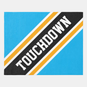 TOUCHDOWN Sky Blue Black Orange Racing Stripes Outdoor Rug