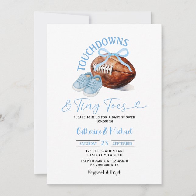 Touchdown & Tiny Toes Football Milk Baby Shower Invitation (Front)