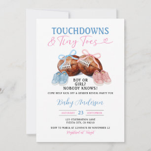 Touchdown & Tiny Toes Football Milk Gender Reveal Invitation