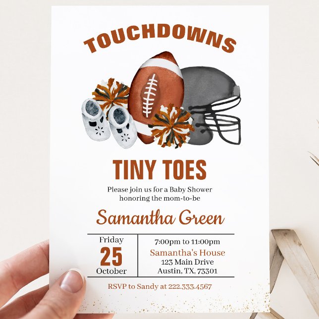 Touchdowns and Tiny Toes Baby Shower Invitation (Creator Uploaded)