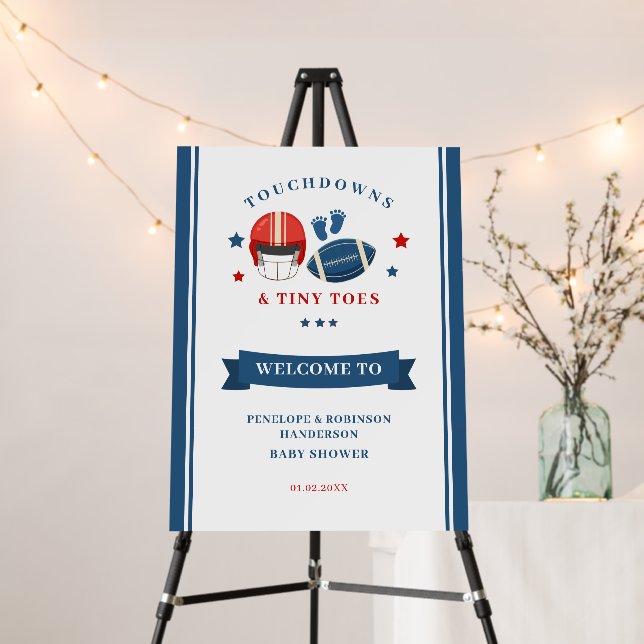 Touchdowns and Tiny toes, Football baby shower Foam Board (In Situ (Stand))