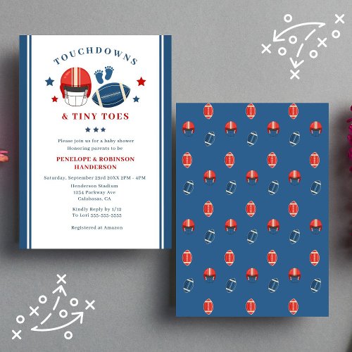 Touchdowns and Tiny toes Football baby shower Invitation