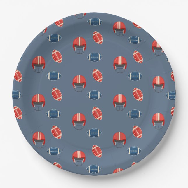 Touchdowns and Tiny toes, Football baby shower Paper Plates (Front)