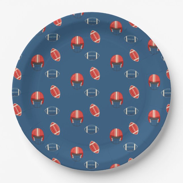 Touchdowns and Tiny toes, Football baby shower Paper Plates (Front)