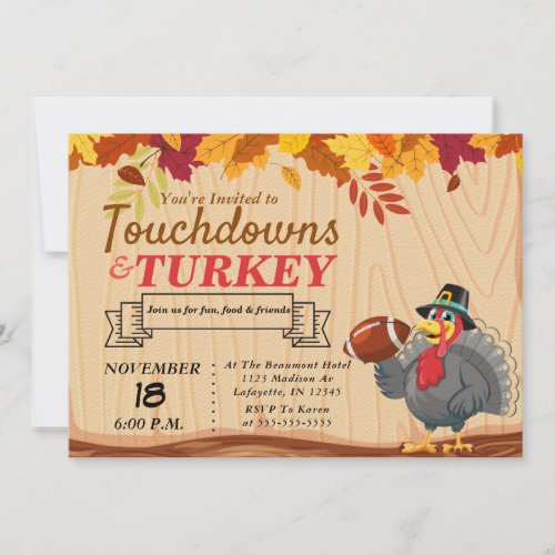 Touchdowns and Turkey Thanksgiving Invitation