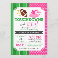 Touchdowns and Tutus Birthday Invitations