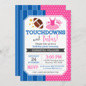 Touchdowns and Tutus Pink Blue Birthday Invitation (Front/Back)