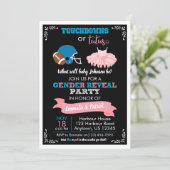 TOUCHDOWNS OR TUTUS Gender Reveal Baby Shower Invitation (Standing Front)
