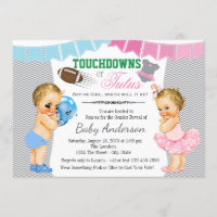 Touchdowns or Tutus Gender Reveal Baby Shower Invitation