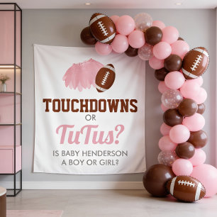 Touchdowns or Tutus Gender Reveal Backdrop