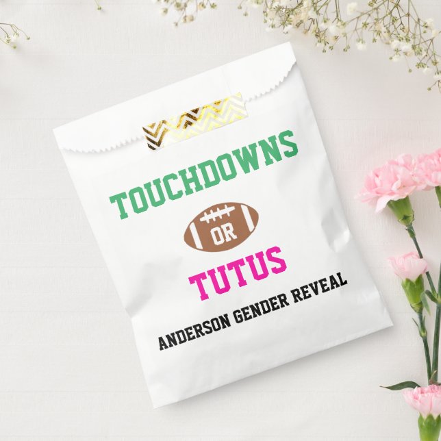 Touchdowns or Tutus Gender Reveal Favor Bag (Sealed)