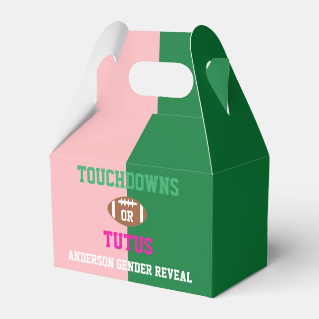 Touchdowns or Tutus Gender Reveal Favor Boxes (Front Side)