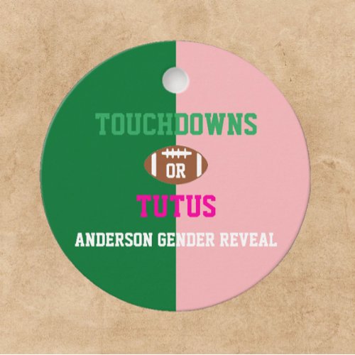 Touchdowns or Tutus Gender Reveal Favor Tags