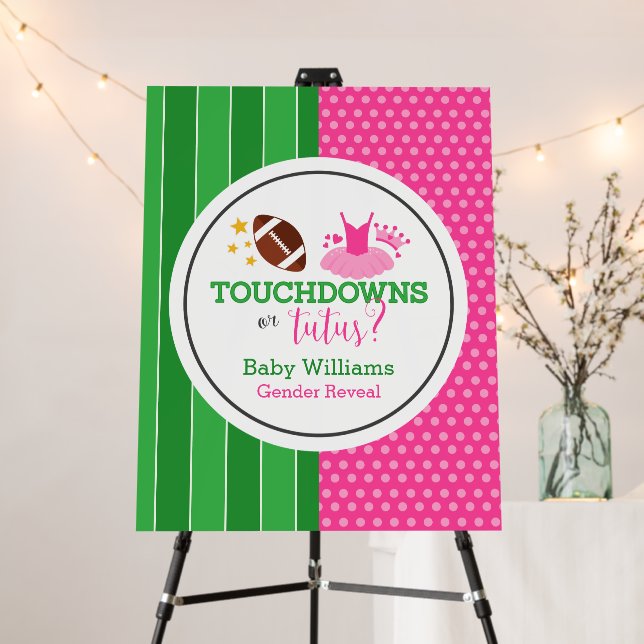 Touchdowns or Tutus Gender Reveal Foam Board (In Situ (Stand))