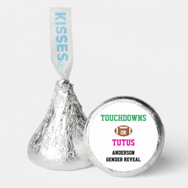 Touchdowns or Tutus Gender Reveal Hershey®'s Kisses® (Front)