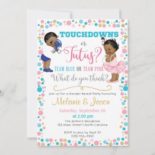 Touchdowns or Tutus Gender Reveal Invitation