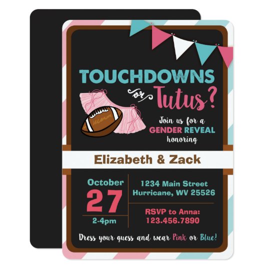 Touchdowns or Tutus Gender Reveal Invitation