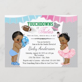 Touchdowns Or Tutus Gender Reveal Invitations by The_Baby_Boutique at Zazzle