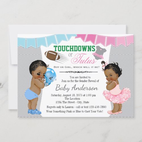 Touchdowns or Tutus Gender Reveal Invitations