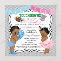 Touchdowns or Tutus Gender Reveal Invitations