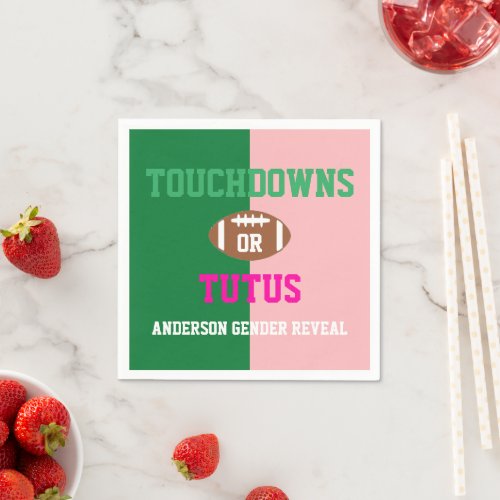 Touchdowns or Tutus Gender Reveal Napkins