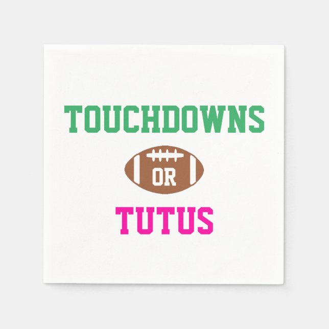 Touchdowns or Tutus Gender Reveal Napkins (Front)