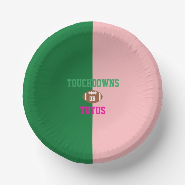 Touchdowns or Tutus Gender Reveal Paper Bowls (Front)