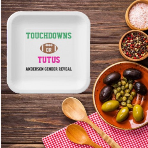 Touchdowns or Tutus Gender Reveal Paper Plates