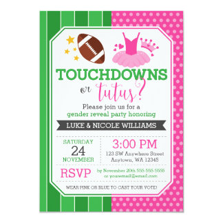 Touchdowns or Tutus Gender Reveal Party Card