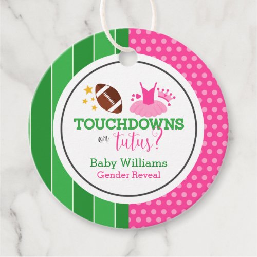 Touchdowns or Tutus Gender Reveal Party Favor Tags