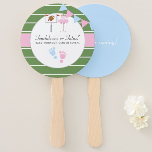 Touchdowns or Tutus Gender Reveal Party Hand Fan