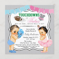 Touchdowns or Tutus Gender Reveal Party Invitation