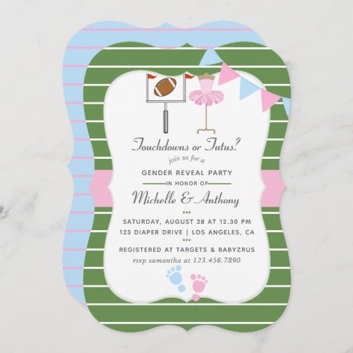 Touchdowns or Tutus Gender Reveal Party Invitation