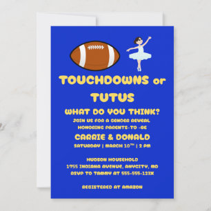 Touchdowns or Tutus Gender Reveal Party Invitation