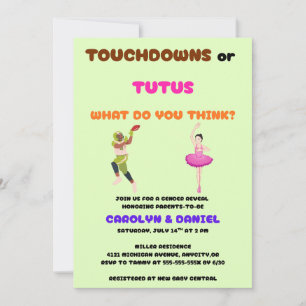 Touchdowns or Tutus Gender Reveal Party Invitation