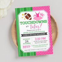 Touchdowns or Tutus Gender Reveal Party Invitation