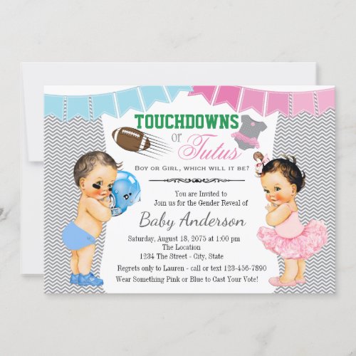 Touchdowns or Tutus Gender Reveal Party Invitation