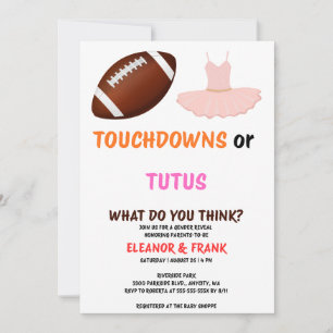 Touchdowns or Tutus Gender Reveal Party Invitation