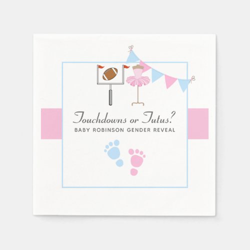 Touchdowns or Tutus Gender Reveal Party Napkins