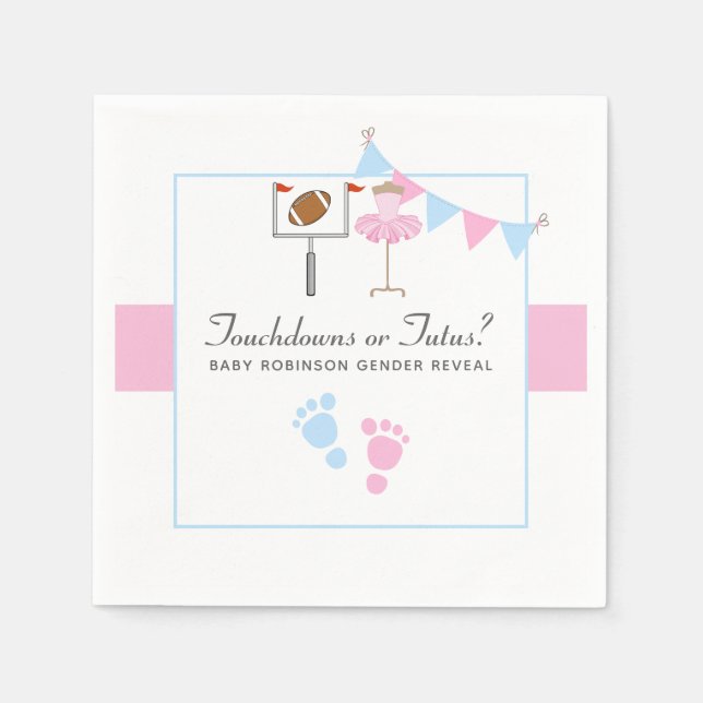 Touchdowns or Tutus Gender Reveal Party Napkins (Front)