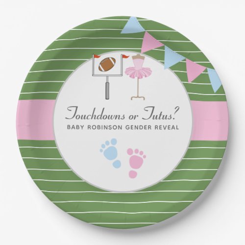 Touchdowns or Tutus Gender Reveal Party Paper Plates