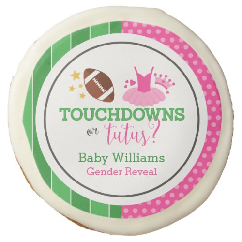 Touchdowns or Tutus Gender Reveal Party Sugar Cookie
